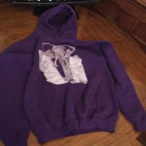 Purple hoodie with an elephant on it